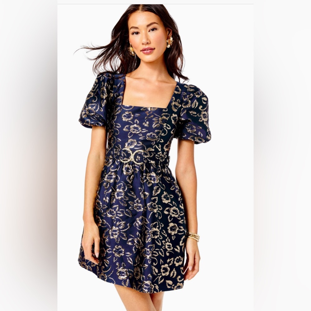 Lilly Pulitzer Kasslyn dress, navy/gold size 8, nwt